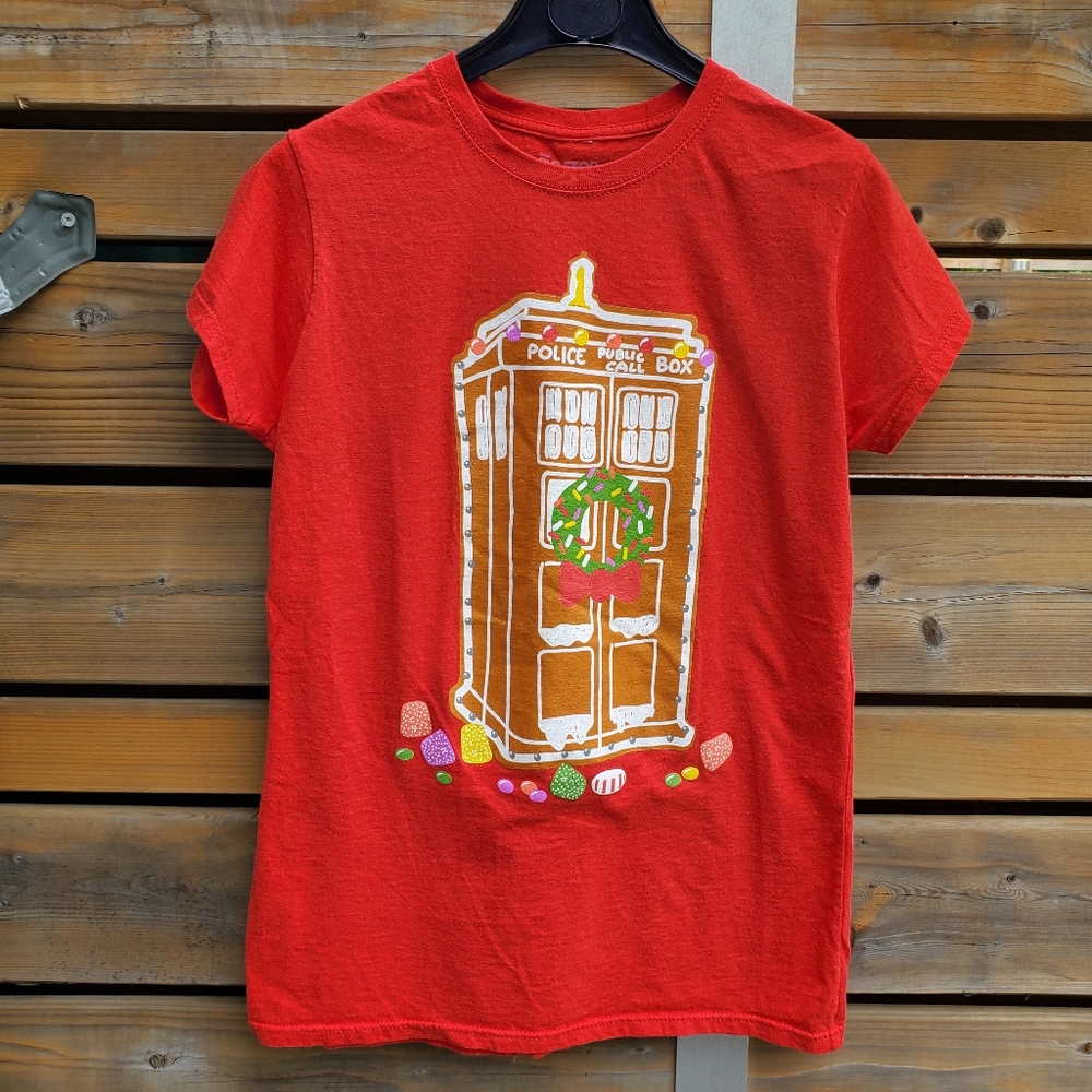 Doctor Who Christmas Gingerbread Tardis T Shirt M Women Ripple Junction
